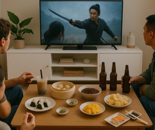 Noche de películas asiáticas con amigos y recetas típicas de Japón, Corea, China y Tailandia