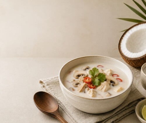Platos asiáticos y leche de coco para preparar recetas con leche de coco